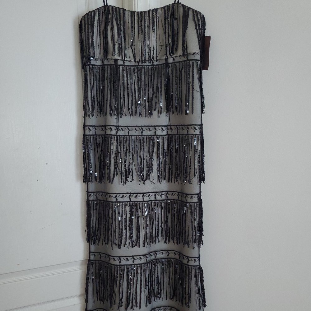 Sequin Fringe Illusion Mesh Gown Formal Evening D… - image 1